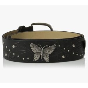 Relic by Fossil Women's Butterfly Ornament Black silver Belt size M